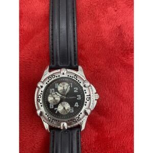 KNX Men's Quartz Watch Stainless Steel Case Brown Leather For Parts Need Repairs